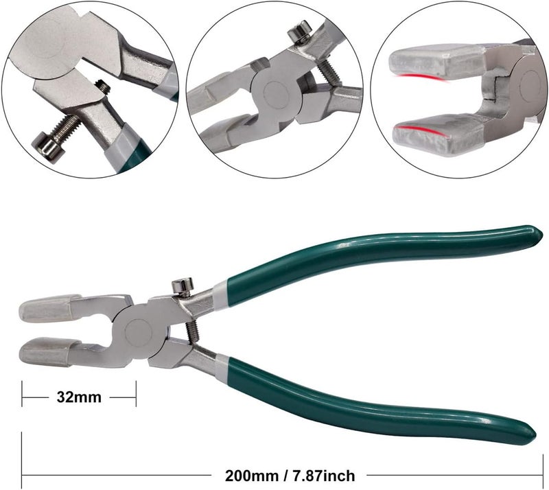 GINWORD 2 Pcs Heavy Duty Glass Cutting Pliers, Glass Running Pliers Tips with Adjustable Screw, Stained Glass Tool, Tile Cutters Tool - Image 2